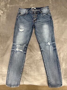 KanCan Light Blue Distressed Skinny/Straight Jeans item 72511